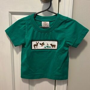 Southern Sass Smocks green hunting buddies shirt. Size 12m